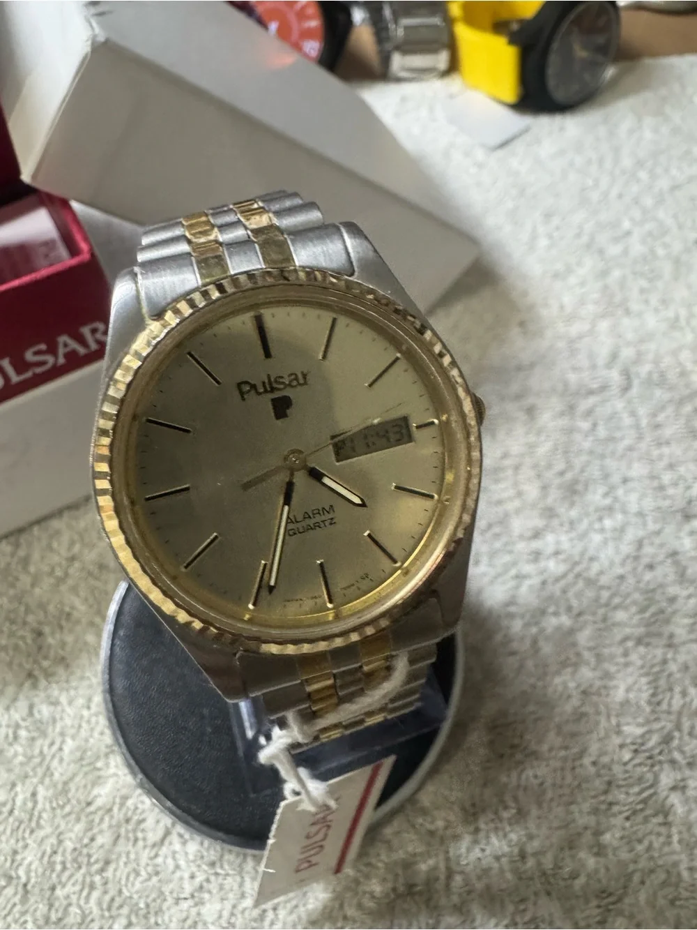 Pulsar Two-Tone Gold and Silver Analog-Digital Alarm Watch